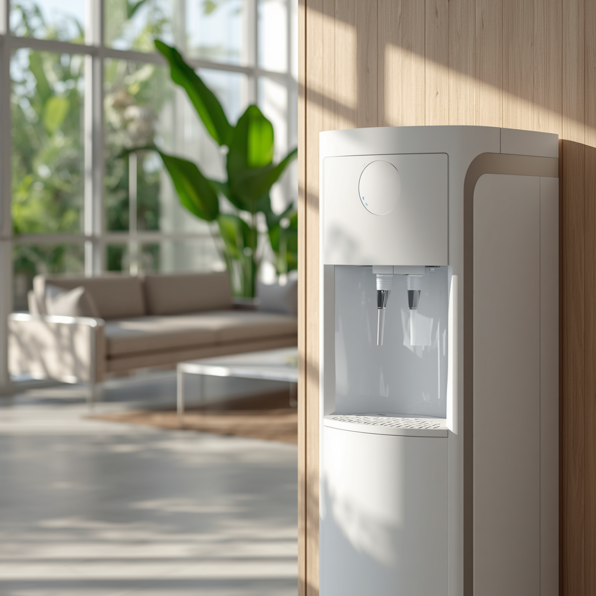 Dispensador de agua purificada de torre para sala de espera médica en Costa Rica